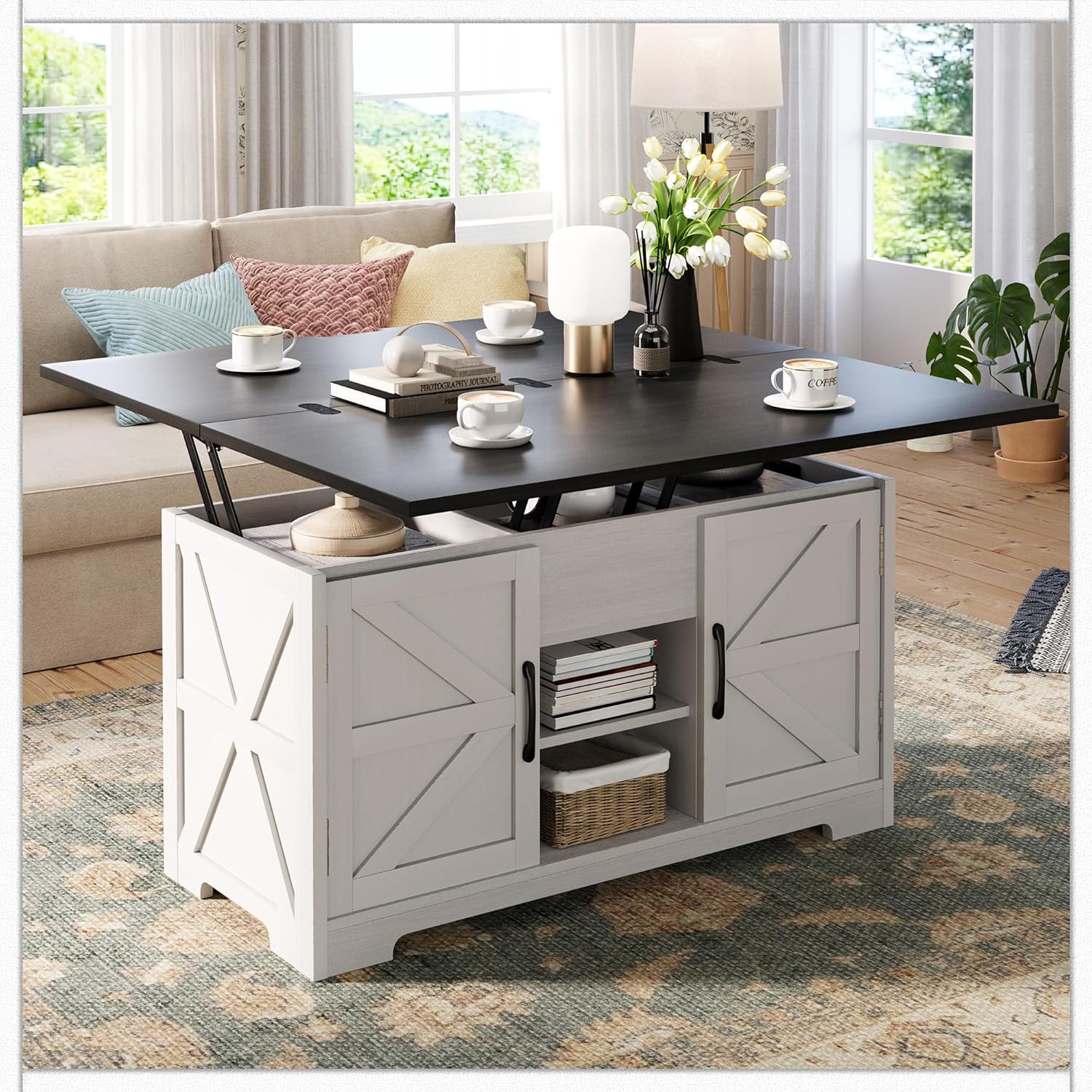 コーンド リビングテーブル Vividwood Convertible Lift Top Coffee Table - Multi-Function Storage C