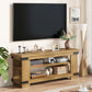 TV Stand for 55 Inch TV, 47" Rustic Wood TV Stands for Living Room with 3-Tier Open Storage, Small Entertainment Center Media Console with Rivet Decor