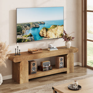 TV Stand for 55 65 70 75 Inch TV, 63" Modern Entertainment Center for Living Room with 2-Tier Open Storage, Heavy Duty TV Console with Thick U-Shaped Legs