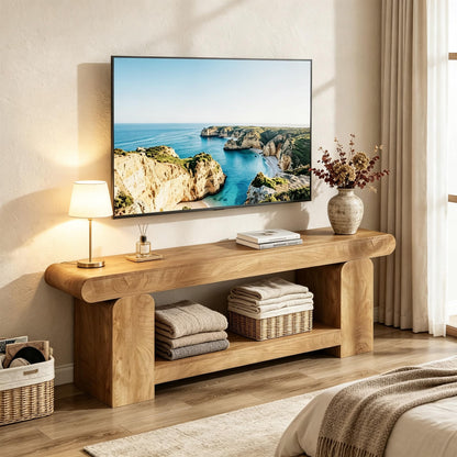 TV Stand for 55 65 70 75 Inch TV, 63" Modern Entertainment Center for Living Room with 2-Tier Open Storage, Heavy Duty TV Console with Thick U-Shaped Legs