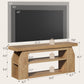 Modern Wood TV Stand for 55 Inch TV, Unique Geometric Entertainment Center with 3-Tier Open Storage & Adjustable Shelves, Small TV Console Table for Living Room Bedroom, Oak