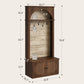 Hall Tree with Bench & Shoe Storage, 5-in-1 Coat Rack with Fluted Doors