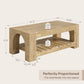 2-Tier Rectangle Coffee Table for Living Room, 47.3" Modern Center Table with Arched Design, Accent Tea Cocktail Table with Storage (Wood)