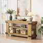 TV Stand for 55 Inch TV, 47" Rustic Wood TV Stands for Living Room with 3-Tier Open Storage, Small Entertainment Center Media Console with Rivet Decor