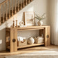 Console Table 70.9 Farmhouse Sofa Table Behind Couch Entryway Natural Wood | 2-tier open shelf design for display and storage