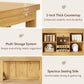 Viviwood Kitchen Island with Storage, Home Bar Island with Wine Rack, Oak | 55" Farmhouse Stationary Island Table with Seating, Adjustable Shelves, Drawer, for Dining Room