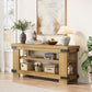TV Stand for 55 Inch TV, 47" Rustic Wood TV Stands for Living Room with 3-Tier Open Storage, Small Entertainment Center Media Console with Rivet Decor