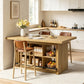 Viviwood 62.6" Kitchen Island with Storage, Farmhous Island Bar, Oak