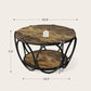 2-Tier Circle Coffee Table for Living Room, 31.5" Mid Century Modern Coffee Table Round Center Table with Storage and Cross Metal Frame for Apartment, Small Space (Brown)