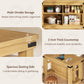 Viviwood 55" Kitchen Island with Storage & Seating, Oak | Farmhouse Wood Stationary Island Table, 4 Open Storage Cubbies, Large Countertop, for Dining Room, Home Bar