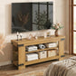 TV Stand for 55 Inch TV, 47" Rustic Wood TV Stands for Living Room with 3-Tier Open Storage, Small Entertainment Center Media Console with Rivet Decor