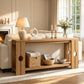 Console Table 70.9 Farmhouse Sofa Table Behind Couch Entryway Natural Wood | 2-tier open shelf design for display and storage