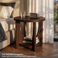 Round End Tables Living Room, 2-Tier Wood Side Table with Storage, Farmhouse Nightstand Bedside Table with Round Tabletop for Living Room Bedroom Small Space