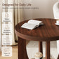 Round End Tables Living Room, 2-Tier Wood Side Table with Storage, Farmhouse Nightstand Bedside Table with Round Tabletop for Living Room Bedroom Small Space