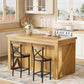 Viviwood Kitchen Island with Storage, Home Bar Island with Wine Rack, Oak | 55" Farmhouse Stationary Island Table with Seating, Adjustable Shelves, Drawer, for Dining Room