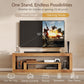 Wood TV Stand for 55 65 70 75 Inch TVs, 63" Farmhouse Entertainment Center for Living Room, Modern TV Console Table with Open Storage Shelves, Brown