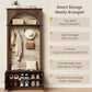 Hall Tree with Bench & Shoe Storage, 5-in-1 Coat Rack with Fluted Doors