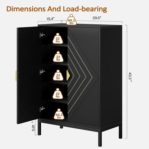 Vividwood 5-Tier Shoe Storage Cabinet‌ - Adjustable Shelves & Doors (Black)