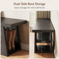 63'' Long Entryway Bench, Black Rustic Farmhouse Wooden Entry Way Bench Seat Indoor with Shoe Storage Shelf, 3-Tier Hallway Bench with Triangle Legs for End of Bed, Dining, Living Room Bedroom, Foyer