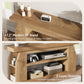 Modern Wood TV Stand for 55 Inch TV, Unique Geometric Entertainment Center with 3-Tier Open Storage & Adjustable Shelves, Small TV Console Table for Living Room Bedroom, Oak