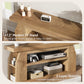 Modern Wood TV Stand for 55 Inch TV, Unique Geometric Entertainment Center with 3-Tier Open Storage & Adjustable Shelves, Small TV Console Table for Living Room Bedroom, Oak