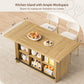 Viviwood 62.6" Kitchen Island with Storage, Farmhous Island Bar, Oak