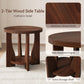 Round End Tables Living Room, 2-Tier Wood Side Table with Storage, Farmhouse Nightstand Bedside Table with Round Tabletop for Living Room Bedroom Small Space