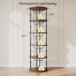 Vividwood 5-Tier Rotating Bookshelf - 360° Spinning Display Corner Bookcase with Stackable Design