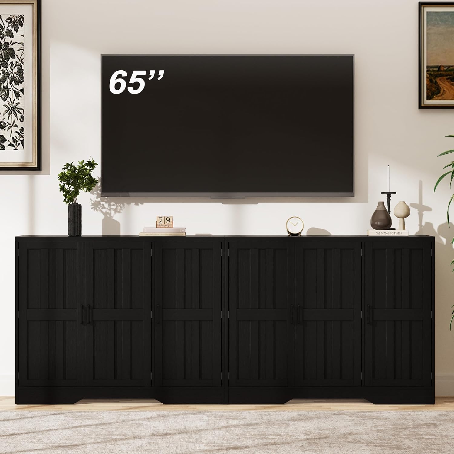 Vividwood 42" Farmhouse Buffet Cabinet - Large Sideboard with 3 Barn Doors