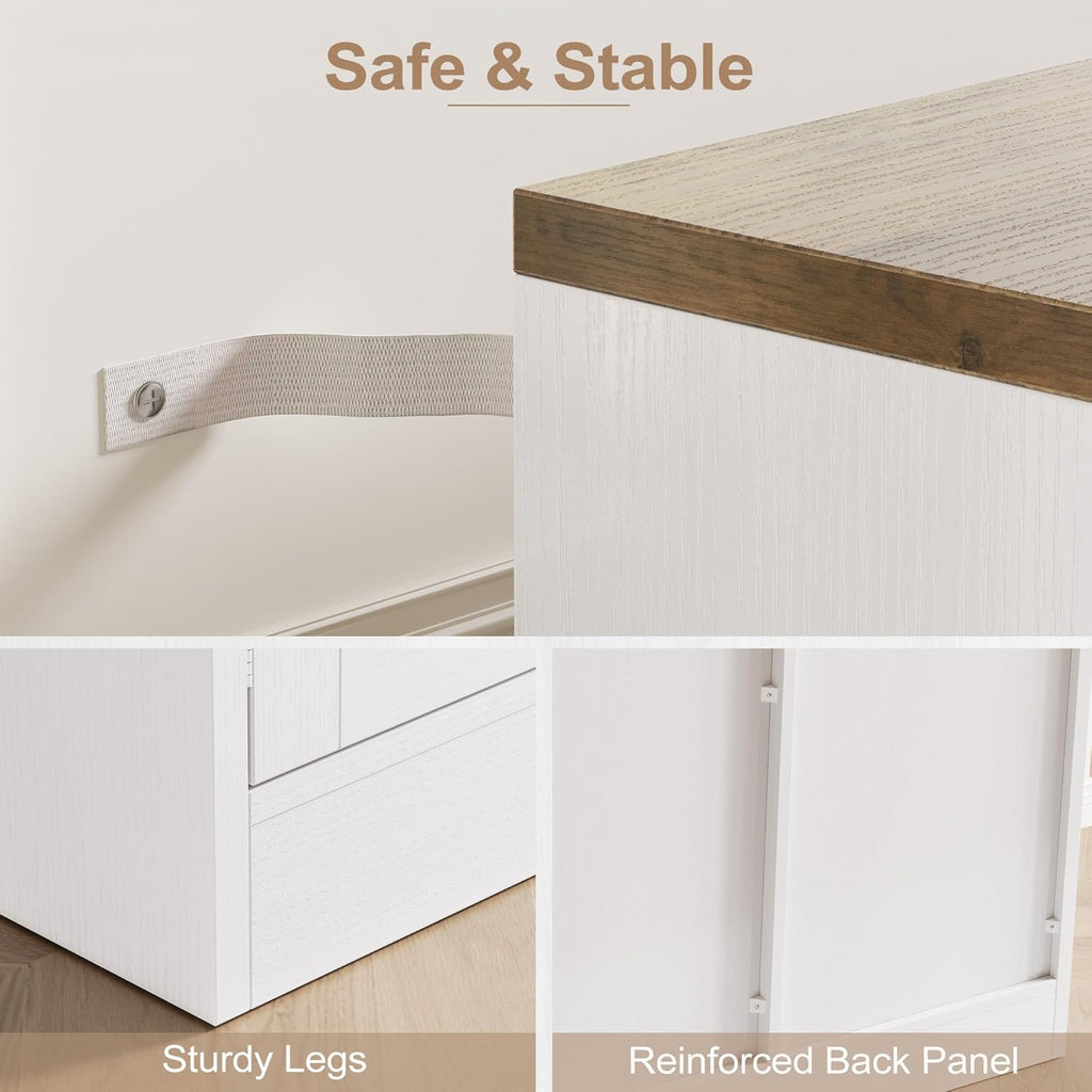 Vividwood 55" Buffet Cabinet with Drawer - 4-Door Storage Sideboard for Dining Room