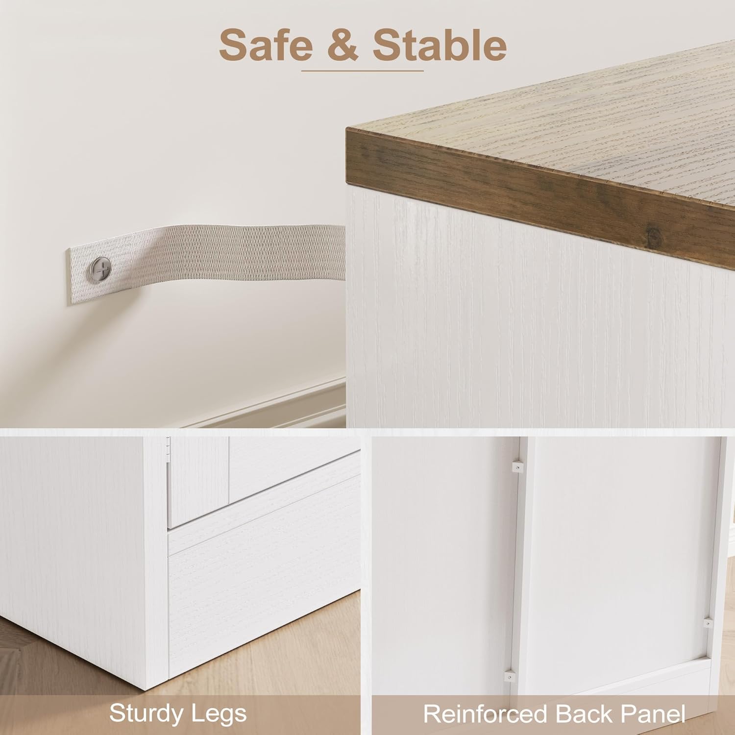 Vividwood 55" Buffet Cabinet with Drawer - 4-Door Storage Sideboard for Dining Room