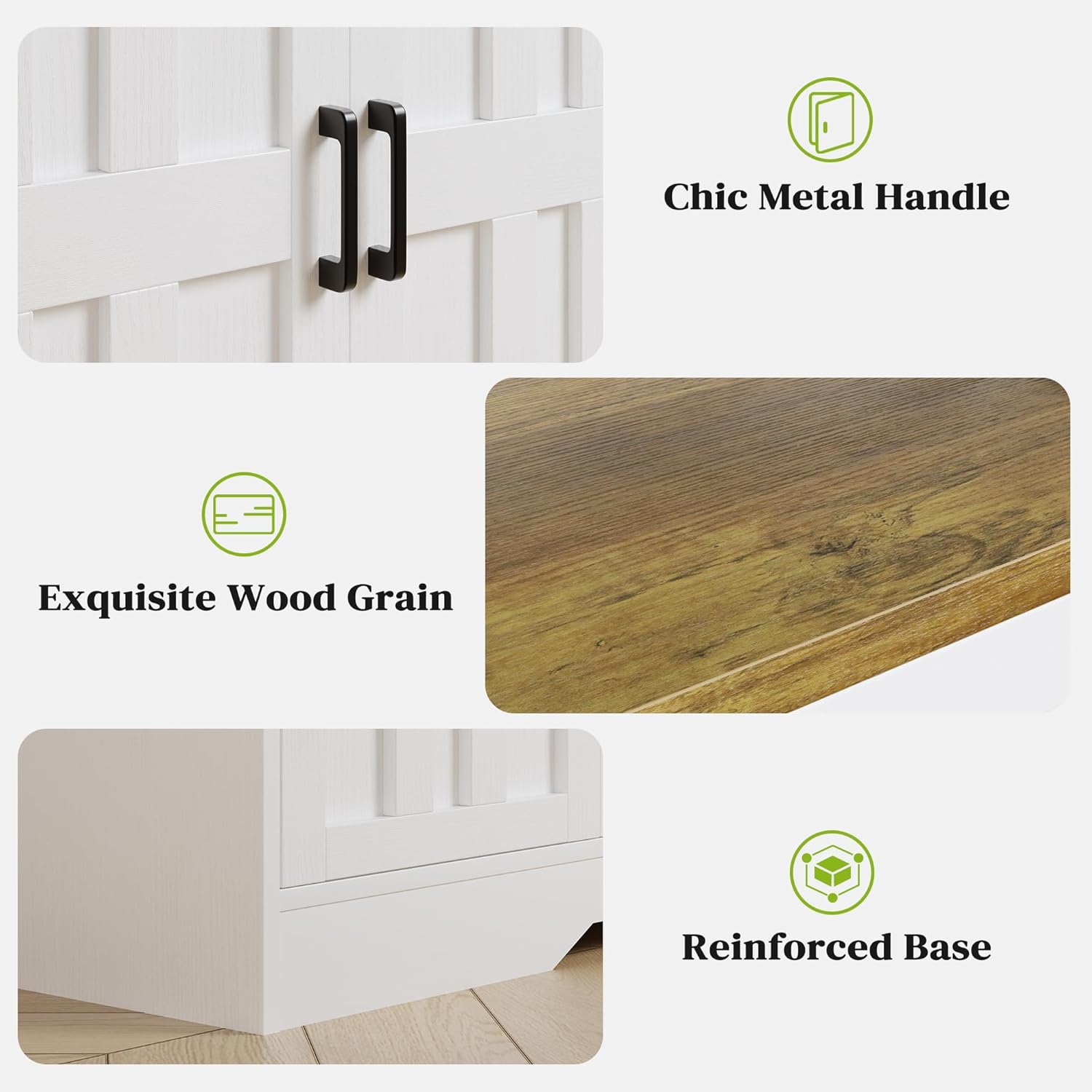 AesthLife Classical White Sideboard‌ - 42.5" Farmhouse Storage Cabinet