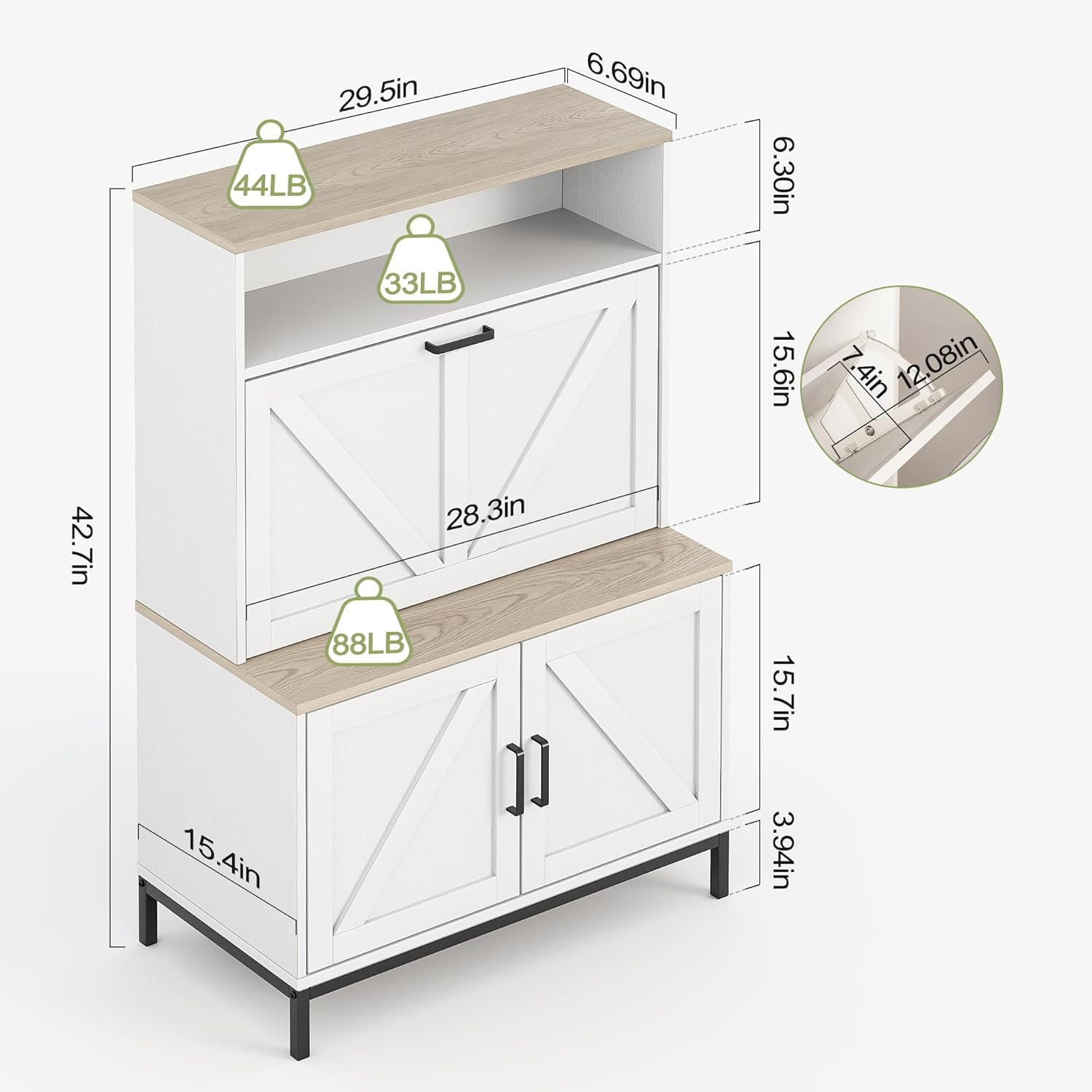 Vividwood Shoe Storage Cabinet - Anti-Tip Design with Metal Legs (Classical White)