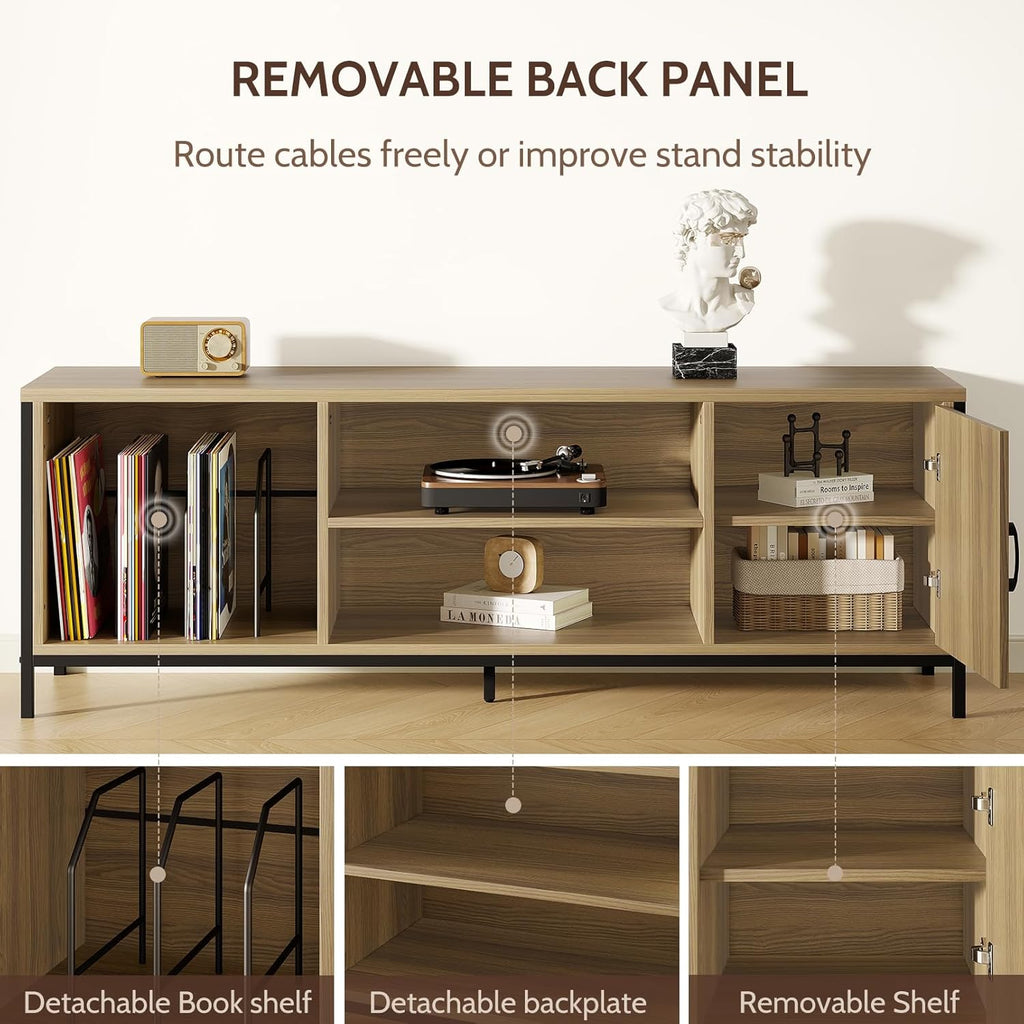 Vividwood 63" Farmhouse TV Stand‌ - 3-Tier Storage Entertainment Center