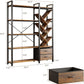 Vividwood 5-Tier Industrial Bookshelf - Tree Display with Fabric Drawers (Rustic Brown)