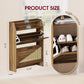 Vividwood Rattan Shoe Cabinet - 2-Flip Drawer Organizer with Adjustable Shelf (Oak)
