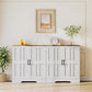 Vividwood Modern Farmhouse Sideboard - 2-Door Storage Cabinet with Adjustable Shelves（White Brown）