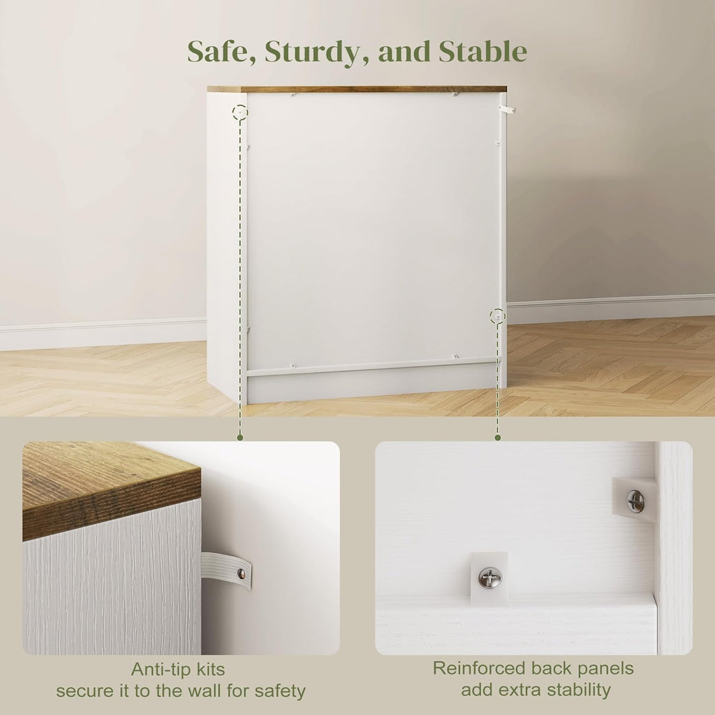 AesthLife Storage Cabinet with Doors & Adjustable Shelves - Classical White Sideboard for Entryway Living Room Kitchen