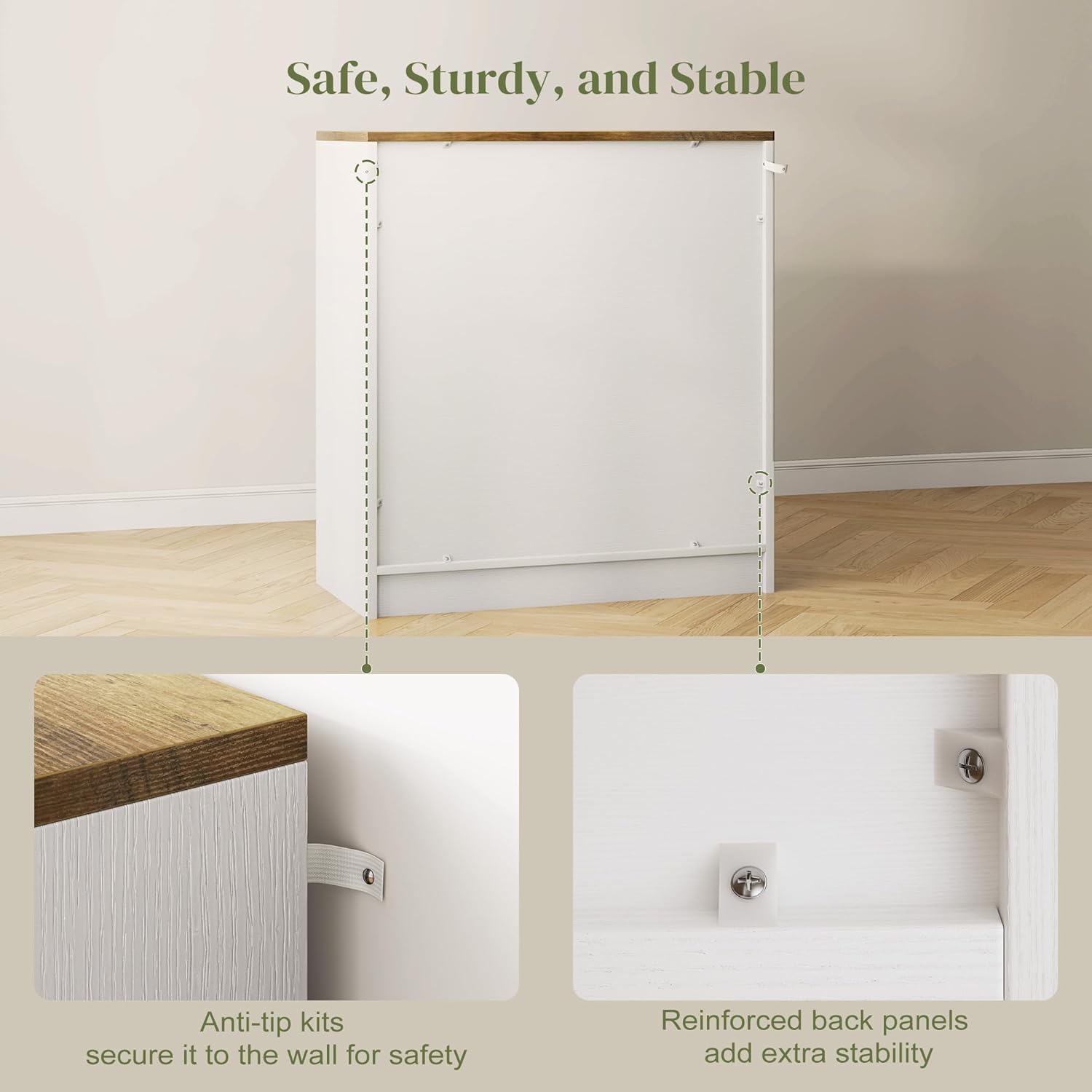 AesthLife Storage Cabinet with Doors & Adjustable Shelves - Classical White Sideboard for Entryway Living Room Kitchen