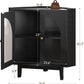 Vividwood Fluted Freestanding Floor Corner Cabinet with Doors & Shelves, Storage for Bathroom Kitchen Living Room, Black