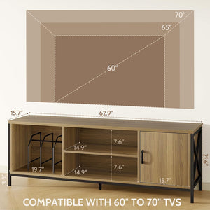 Vividwood 63" Farmhouse TV Stand‌ - 3-Tier Storage Entertainment Center
