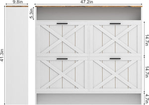 AesthLife Shoe Storage Cabinet - Rustic White 4-Drawer Organizer with Anti-Tip Base for Apartments