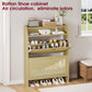 Vividwood Rattan Shoe Storage Cabinet - 2-Flip Drawer Design (Wood)