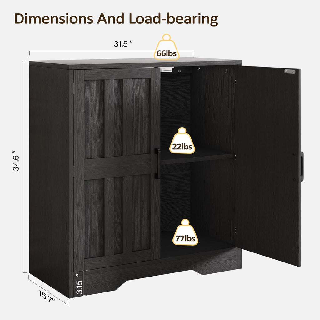 Vividwood Modern Farmhouse Sideboard - 2-Door Storage Cabinet with Adjustable Shelves