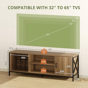 Vividwood 65" Farmhouse TV Stand - Entertainment Center with Storage (Pine Brown)