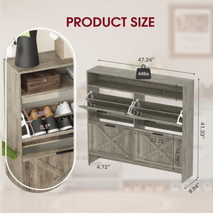 Vividwood 4-Drawer Shoe Cabinet‌ - Narrow Organizer for Classified Storage (Grey)