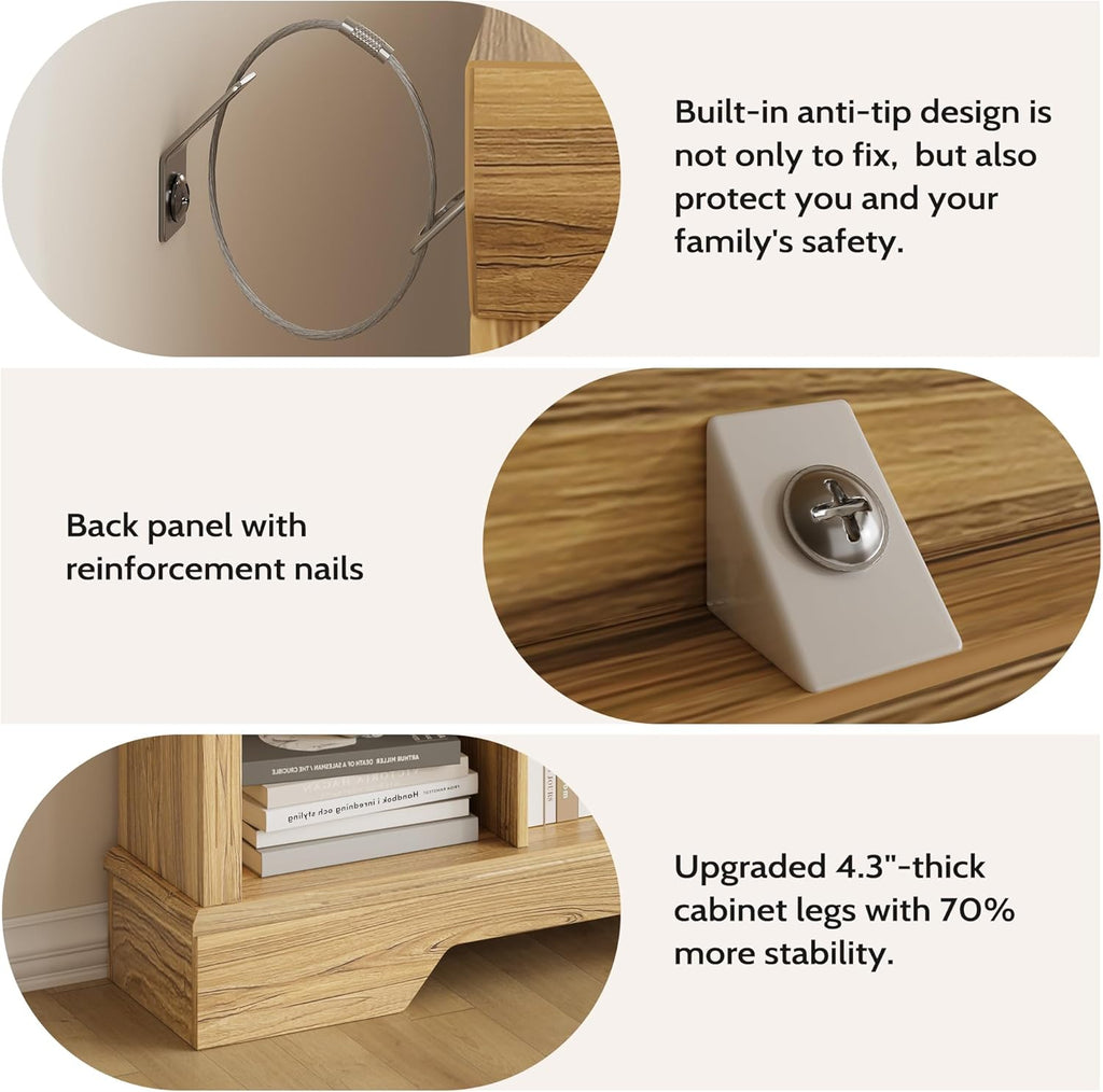 Vividwood 10-Cube Storage Organizer‌ - Farmhouse Bookcase & TV Stand (Rustic Brown)