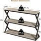 Vividwood Industrial Console Table - 3-Tier Rustic Design with Storage Shelves (Light Gray)