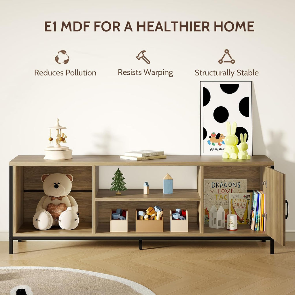 Vividwood 63" Farmhouse TV Stand‌ - 3-Tier Storage Entertainment Center