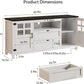 Vividwood Farmhouse TV Stand for 70" TVs - Adjustable Shelves & Barn Doors (White)